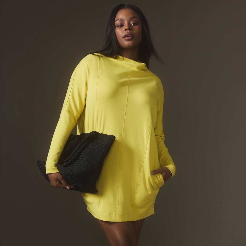 Daily Practice by Anthropologie Long Sleeve Mock Neck Knit Mini Dress Yellow XS